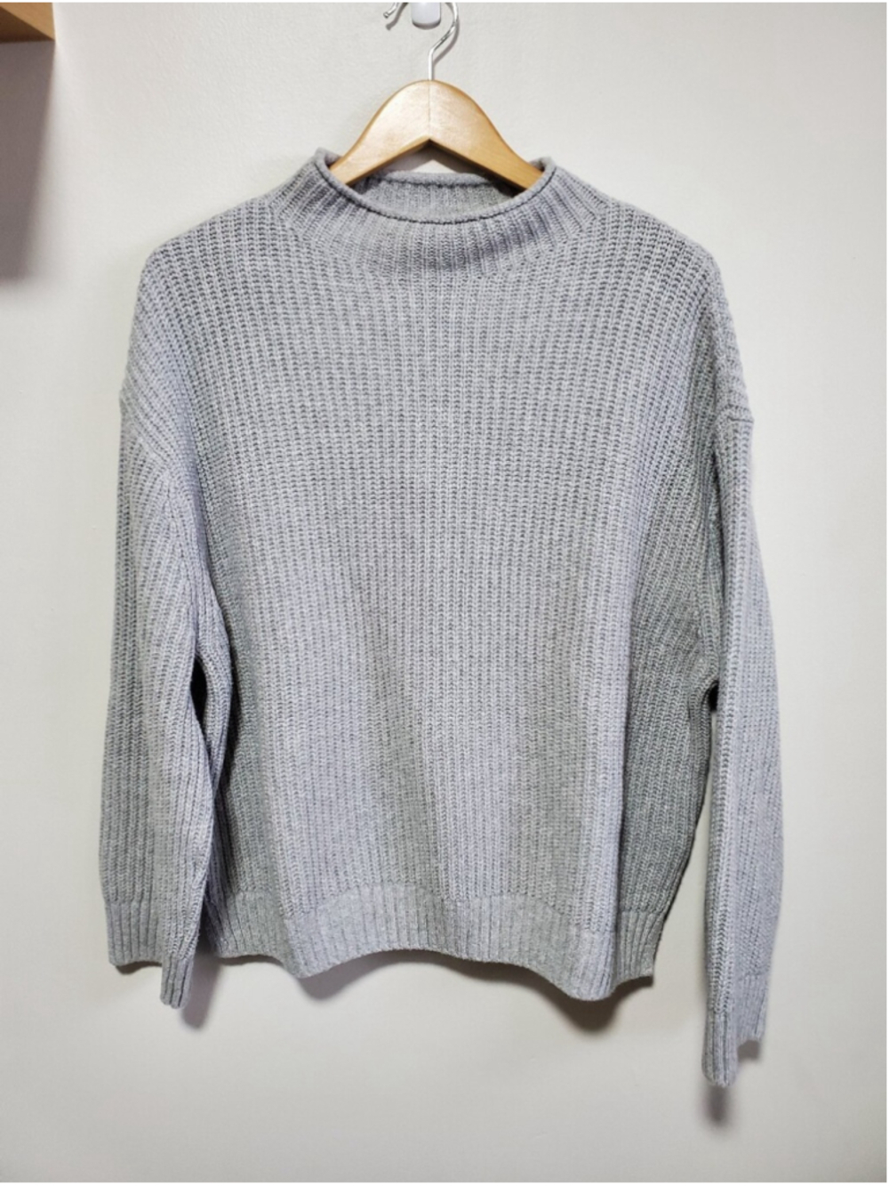 GAP Cashsoft Funnel Neck Oversized Sweater Grey Small Ribbed Knit Minimalist - Picture 2 of 13